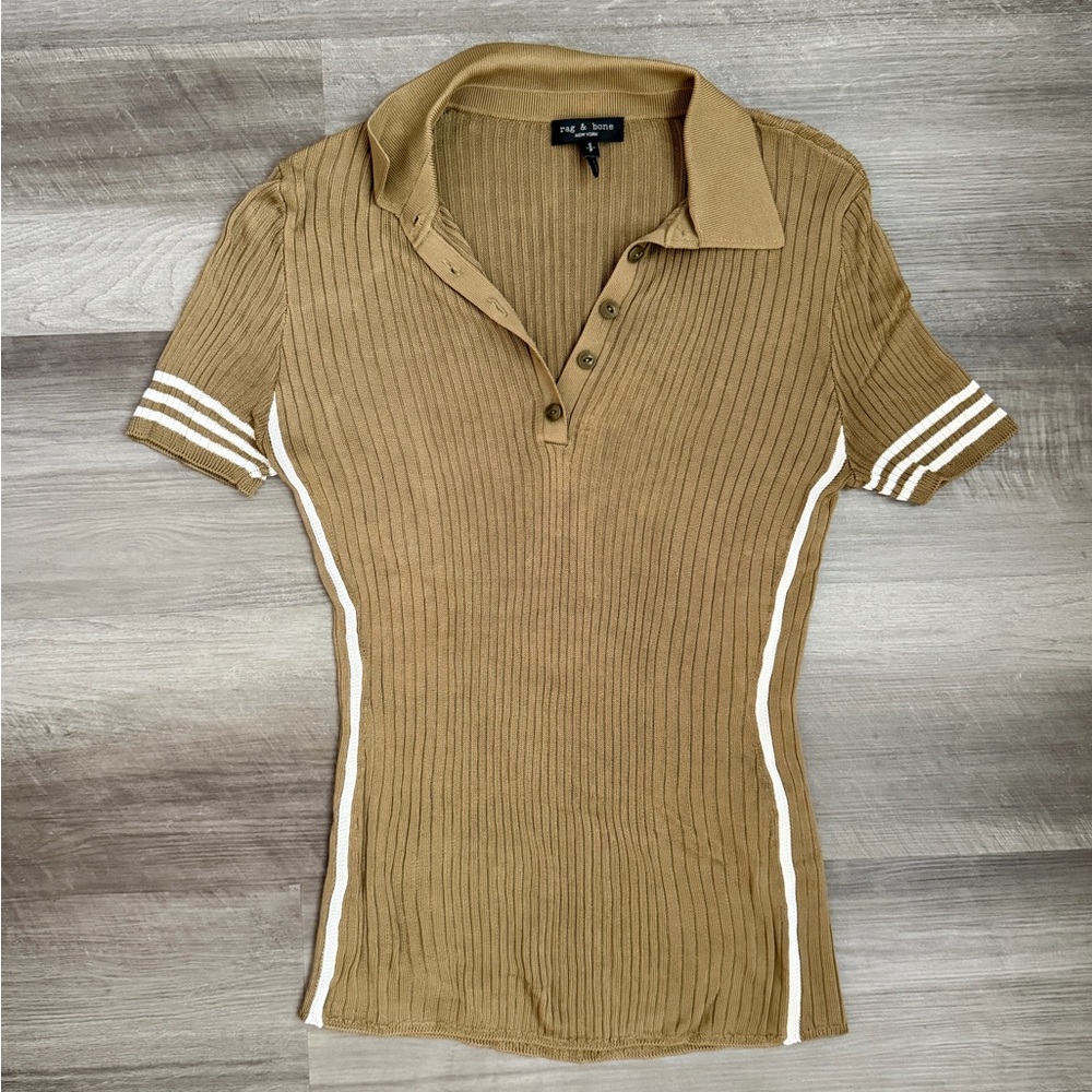 RAG & BONE Peyton Short-sleeve Polo Shirt In Deep Olive Size S